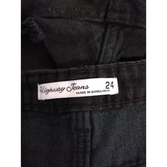 Asymmetrical Black Denim Skort With Frayed Hem & Pockets By Highway Jeans 24. - Picture 3 of 8